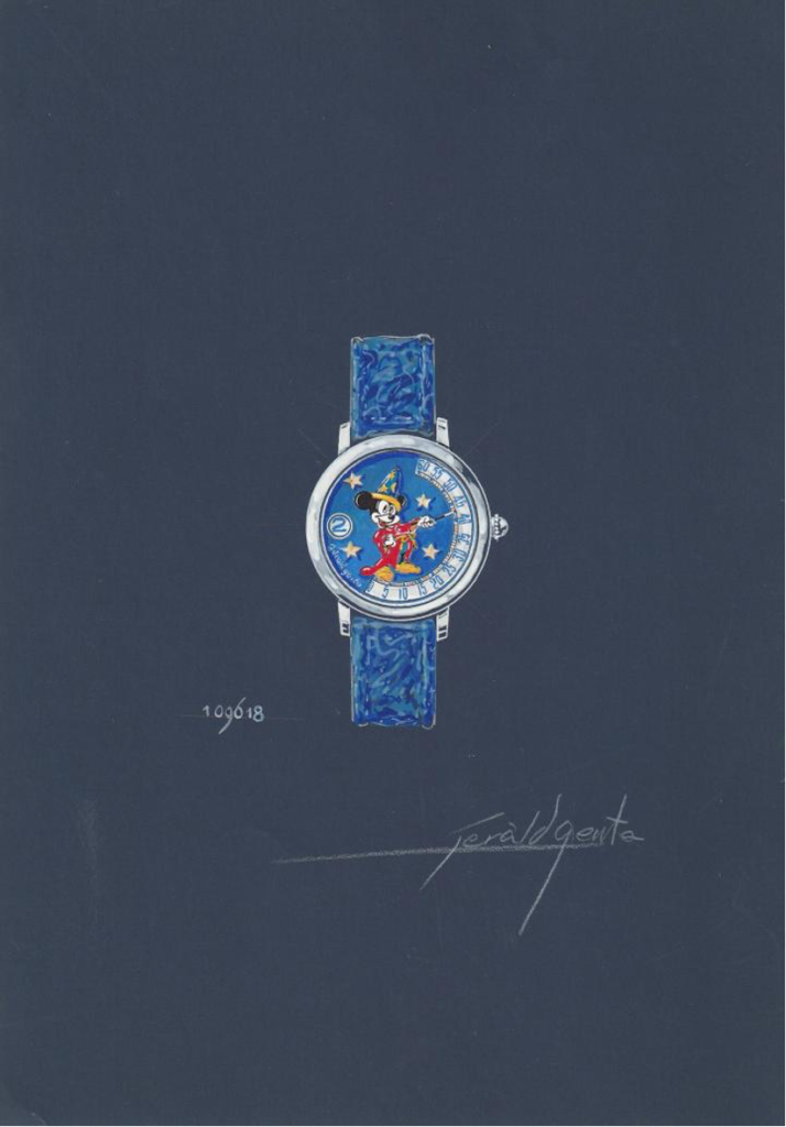 sketch di un orologio retrograde disney collection