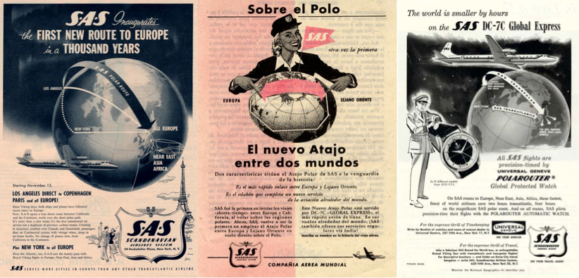 manifesti vintage di pubblicità per l'Universal Geneve Polerouter