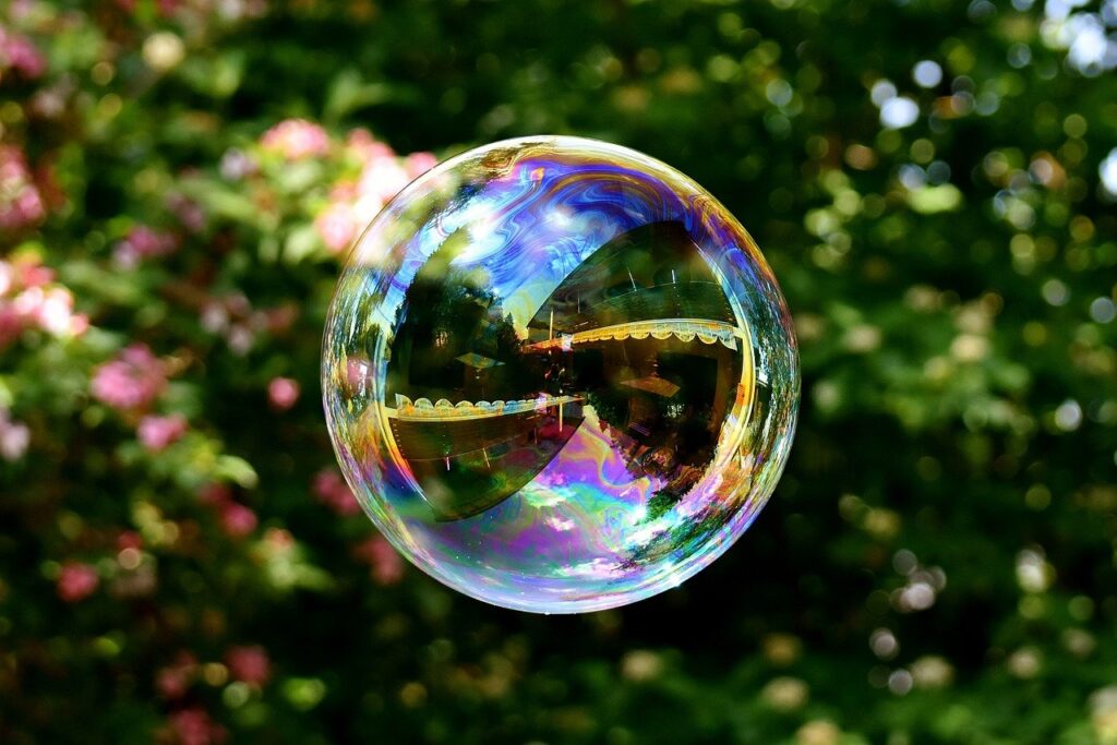 A bubble floating in the air
