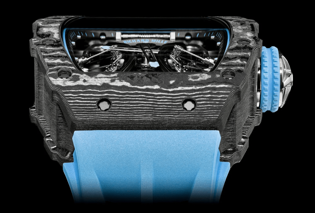 Richard Mille RM 53-01 con focus sul bordo della cassa in carbonio