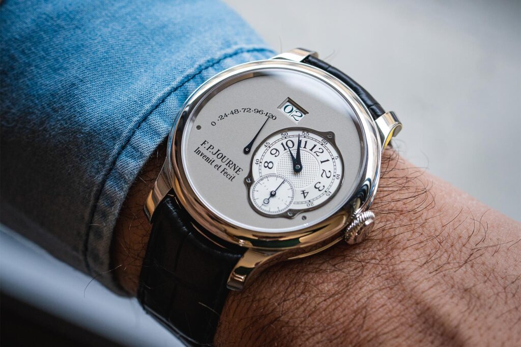 The new F.P. Journe Octa Automatique in platinum on the wrist
