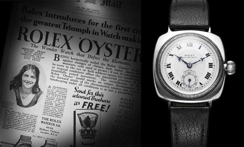 articolo di giornale sull'attraversamento del canale della Manica con al polso un Rolex Oyster Perpetual