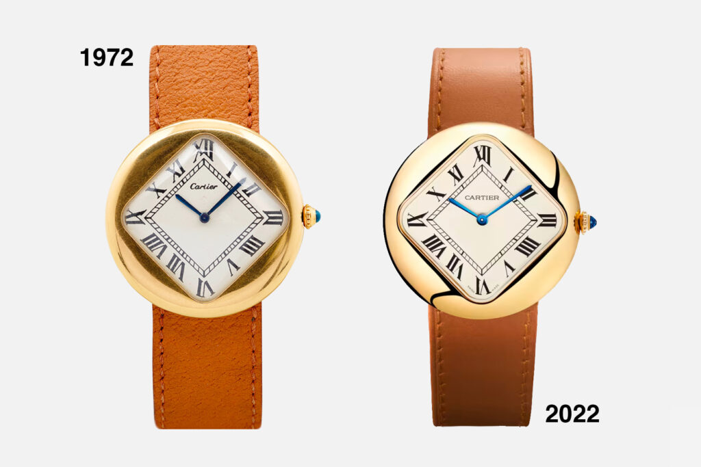 The New Cartier Pebble London created for the 50th Anniversary compared to the 1972 model
