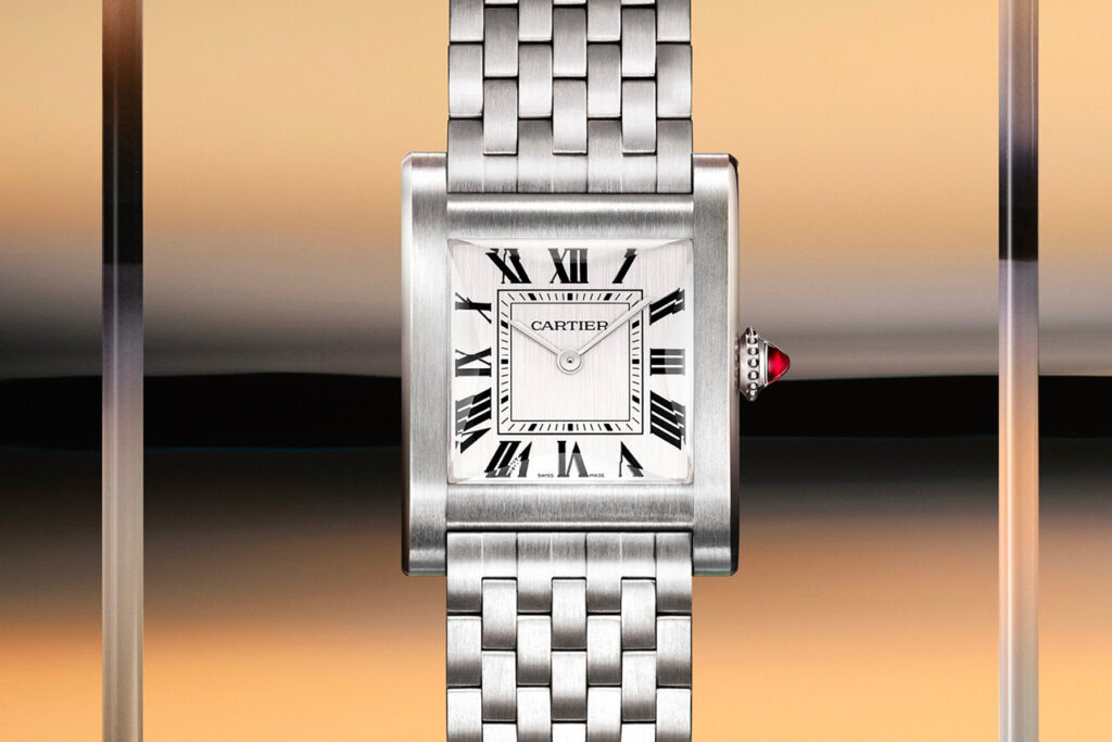 Il nuovo Cartier Privé Tank Normale in platino con bracciale in platino. presentato a watches & wonders 2023